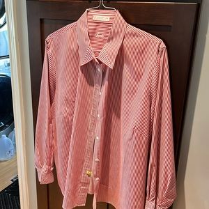 Red /white striped Foxcroft wrinkle free shirt